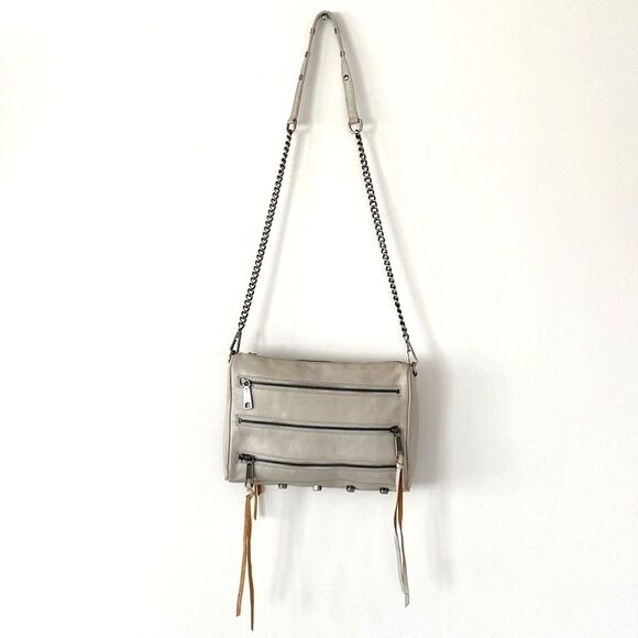 Rebecca Minkoff Tope Leather Shoulder Crossbody Bag Chain Studs Moto Boho Fringe - Picture 2 of 13